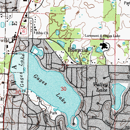 Topographic Map of Idlewild, IL