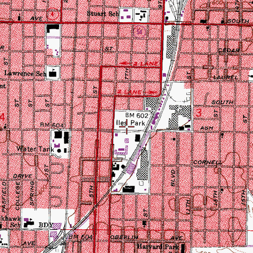 Topographic Map of Iles Park, IL