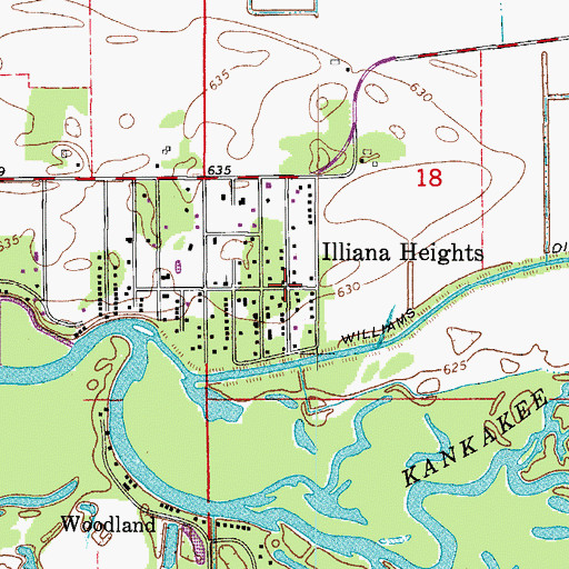 Topographic Map of Illiana Heights, IL