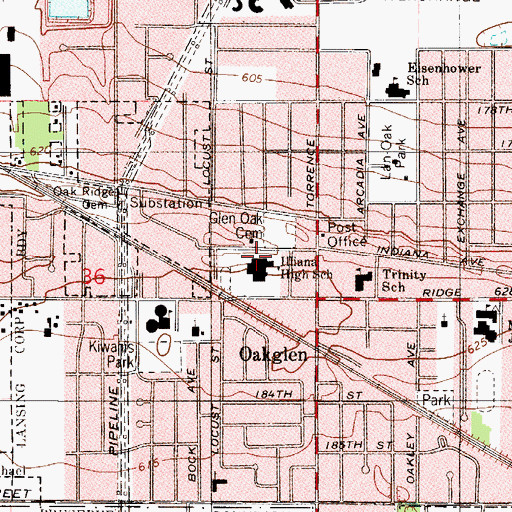 Topographic Map of Illiana High School, IL