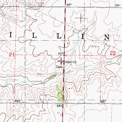Topographic Map of Illini Congregational Church, IL