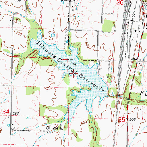 Topographic Map of Illinois Central Reservoir, IL