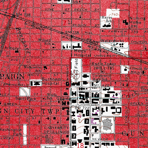 Topographic Map of Illinois Field, IL