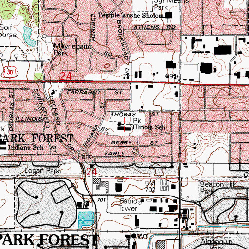 Topographic Map of Illinois School, IL