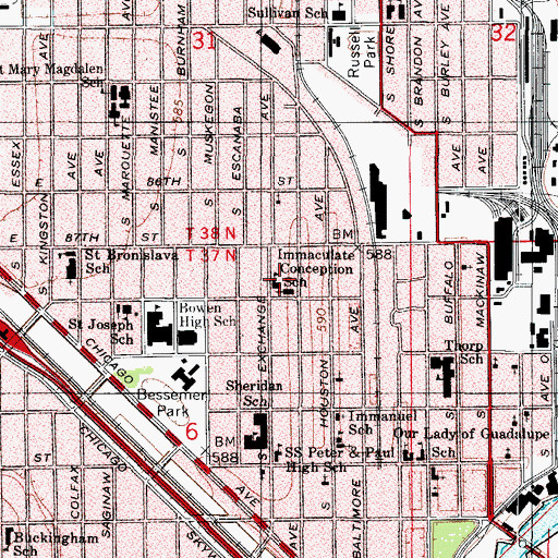 Topographic Map of Immaculate Conception School, IL