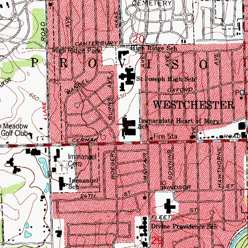 Topographic Map of Immaculate Heart of Mary School, IL