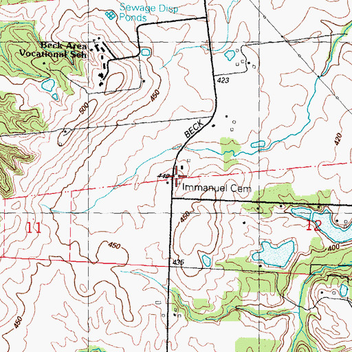 Topographic Map of Immanuel Cemetery, IL