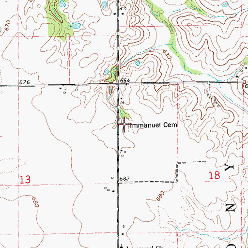 Topographic Map of Immanuel Lutheran Cemetery, IL