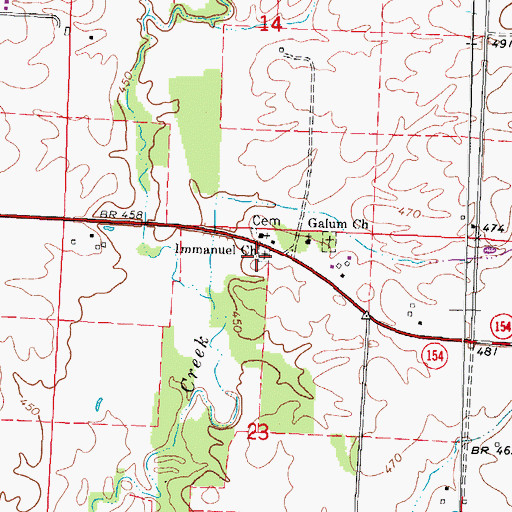 Topographic Map of Immanuel Church, IL
