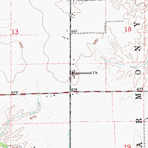 Topographic Map of Immanuel Church, IL