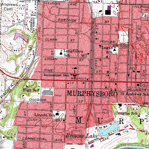 Topographic Map of Immanuel Lutheran School, IL