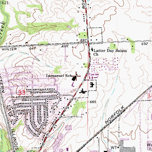 Topographic Map of Immanuel School, IL