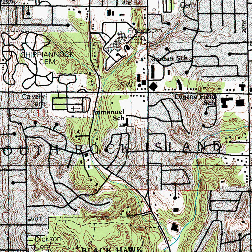 Topographic Map of Immanuel School, IL