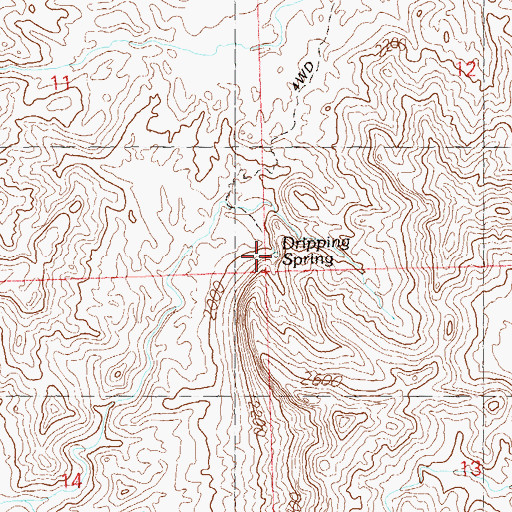 Topographic Map of Dripping Spring, AZ