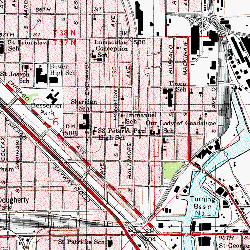 Topographic Map of Immanuel School, IL