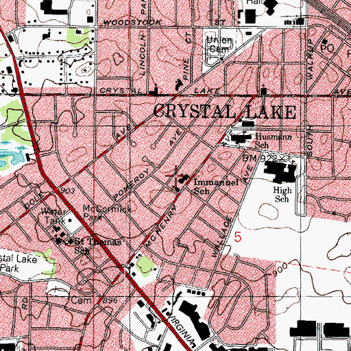 Topographic Map of Immanuel School, IL