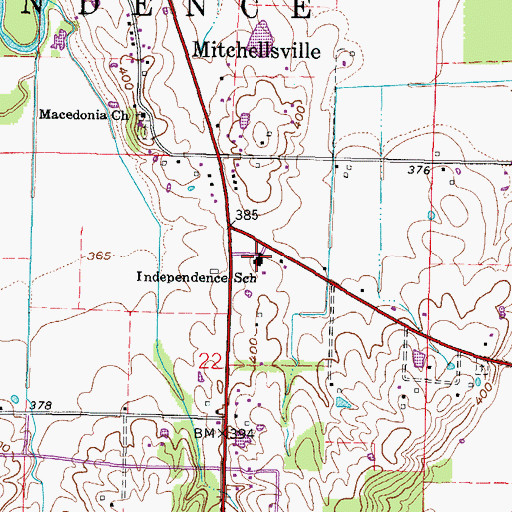 Topographic Map of Independence School, IL