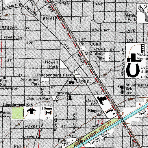 Topographic Map of Independent Park, IL