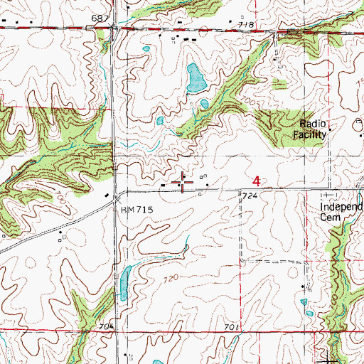Topographic Map of Independent School (historical), IL