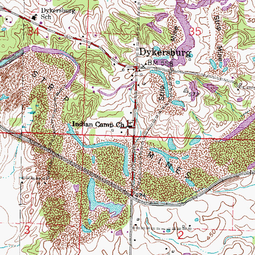 Topographic Map of Indian Camp Church, IL