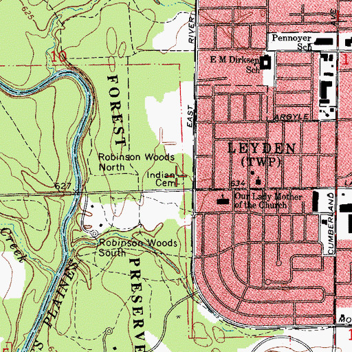 Topographic Map of Indian Cemetery, IL