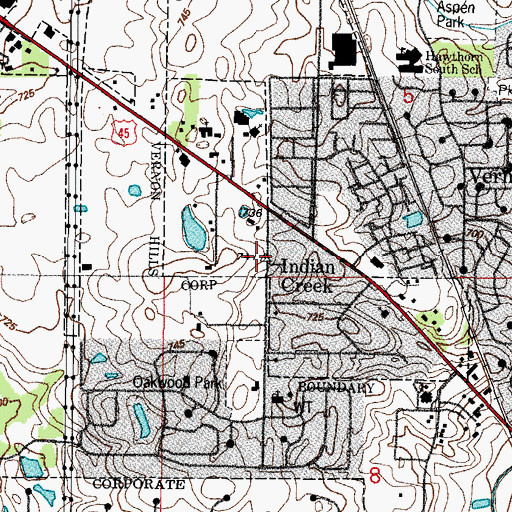 Topographic Map of Indian Creek, IL