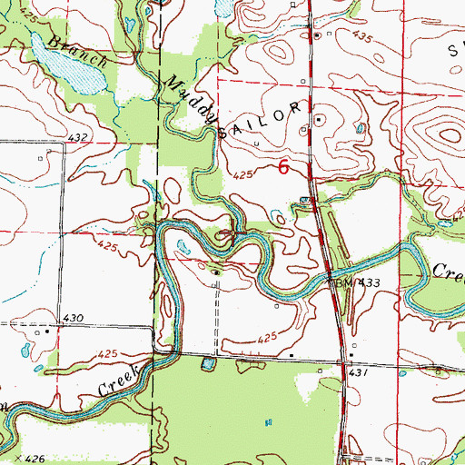 Topographic Map of Indian Creek, IL