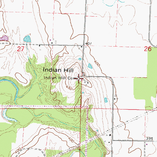 Topographic Map of Indian Hill Cemetery, IL