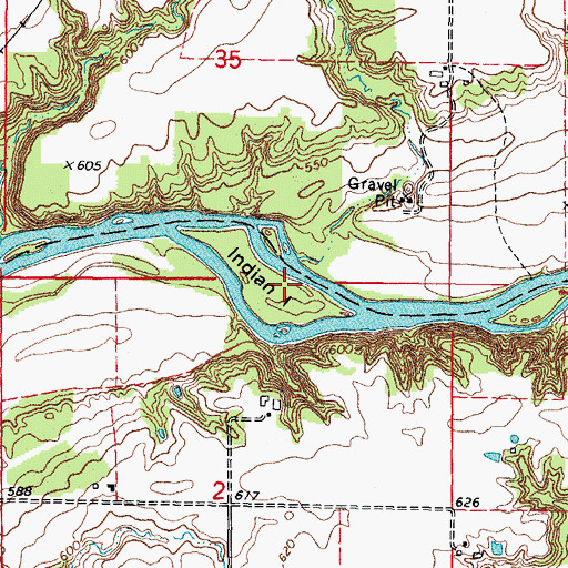 Topographic Map of Indian Island, IL