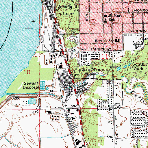 Topographic Map of Indian Mounds Park, IL