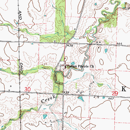 Topographic Map of Indian Prairie Church, IL