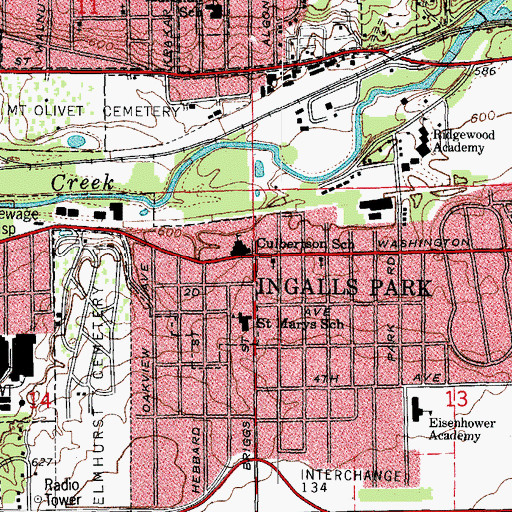 Topographic Map of Ingalls Park, IL