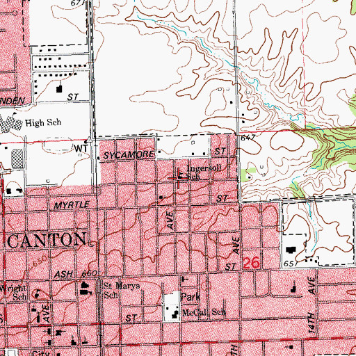 Topographic Map of Ingersoll School (historical), IL