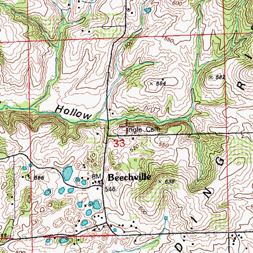 Topographic Map of Ingle Cemetery, IL