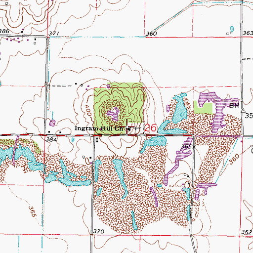 Topographic Map of Ingram Hill Church, IL