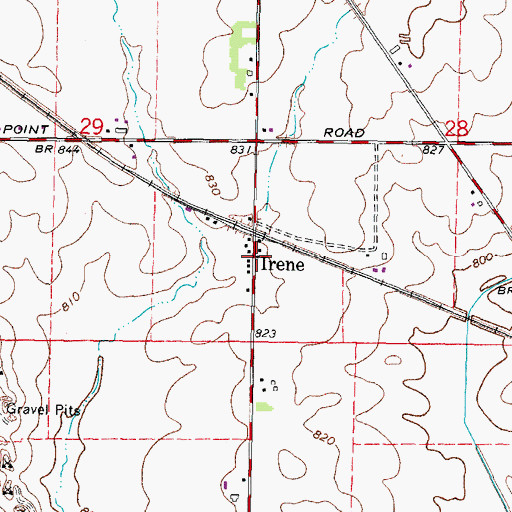 Topographic Map of Irene, IL