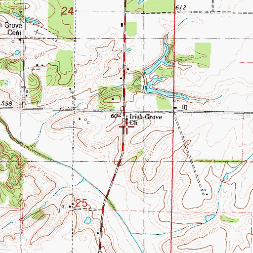 Topographic Map of Irish Grove Presbyterian Church, IL