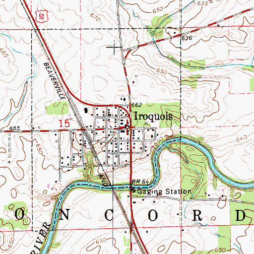 Topographic Map of Iroquois, IL