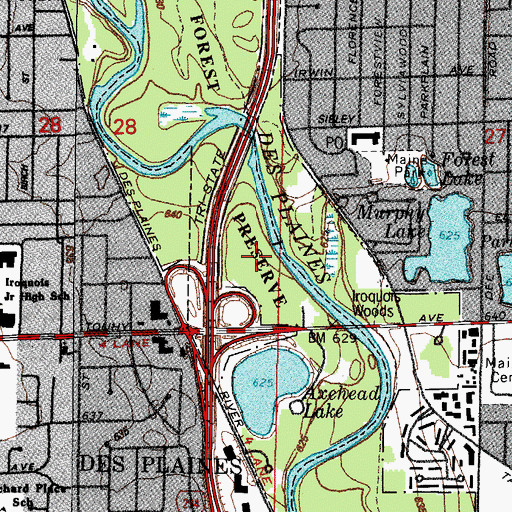 Topographic Map of Iroquois Woods, IL