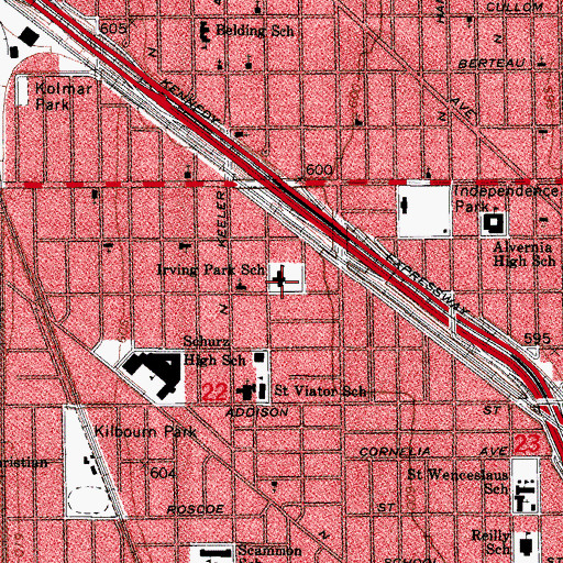 Topographic Map of Irving Park Middle School, IL