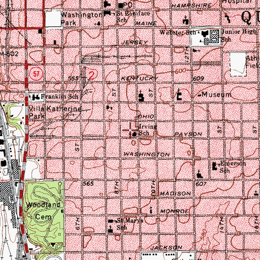 Topographic Map of Irving Elementary School, IL