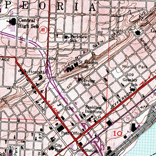 Topographic Map of Irving Primary School, IL