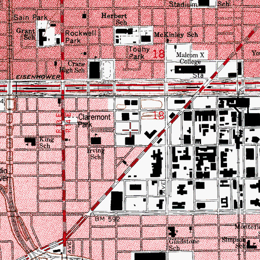 Topographic Map of Irving Elementary School, IL