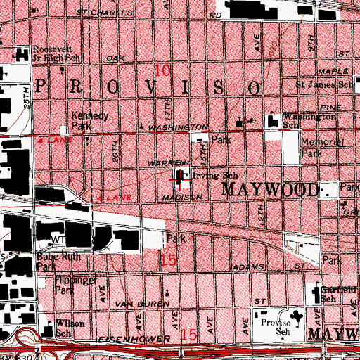Topographic Map of Irving Elementary School, IL