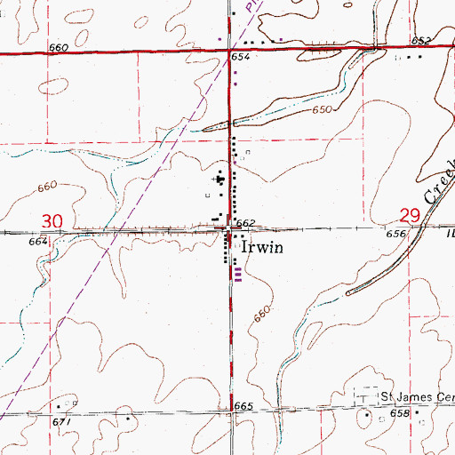 Topographic Map of Irwin, IL