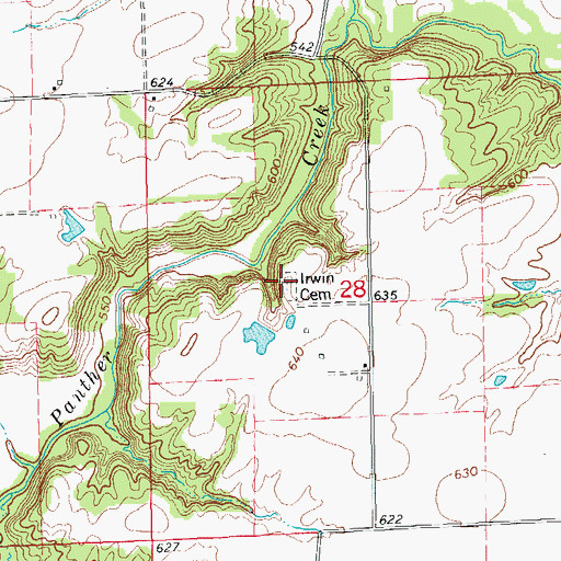 Topographic Map of Irwin Cemetery, IL