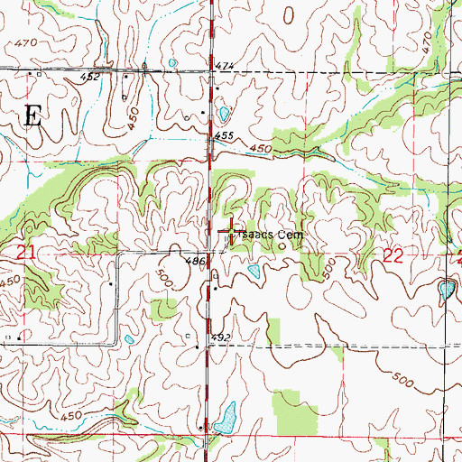 Topographic Map of Isaacs Cemetery, IL