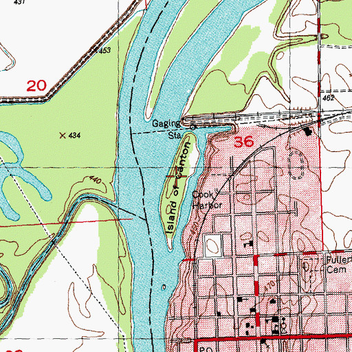 Topographic Map of Island of Canton, IL