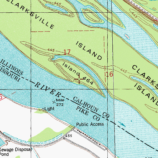 Topographic Map of Island 464, IL
