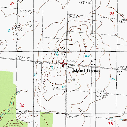 Topographic Map of Island Grove Church, IL